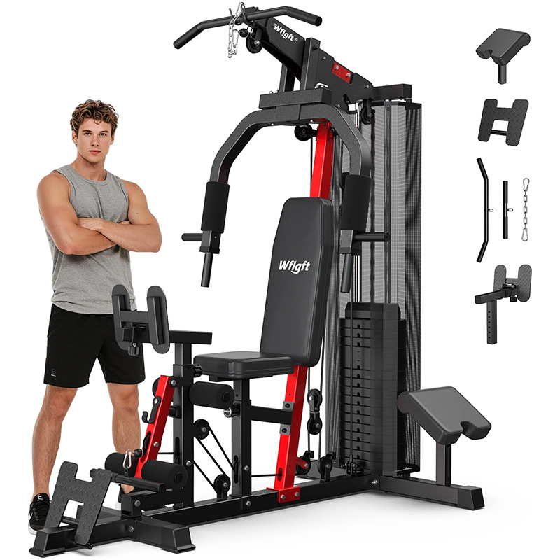 Sports Equipment Near Me - Poobooホームジムトレーニング機器、148ポンドのウェイトスタック、ラットプルダウン、チェストプレス、レッグエクステンション、筋力トレーニング用の全身トレーニングマシン、多機能フィットネス機器