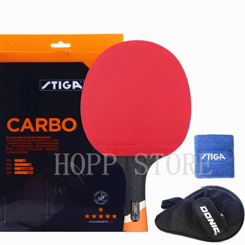 Stiga 6スターラケット攻勢プロカーボンにきびゴムオリジ - Badminton Racket Carbon のレビューと価格
